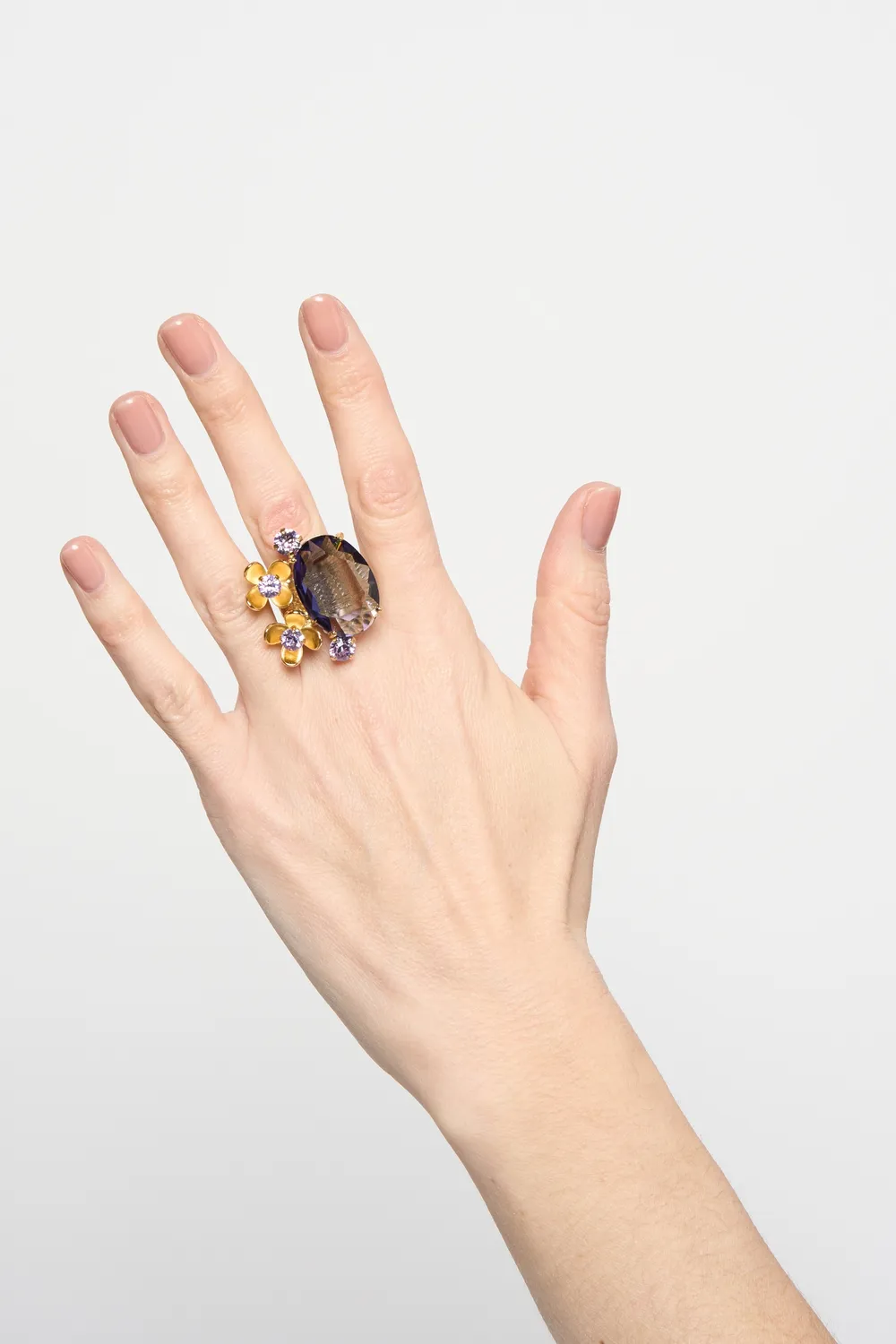 Philippe Ferrandis Eugénie bague ajustable dorée cristaux