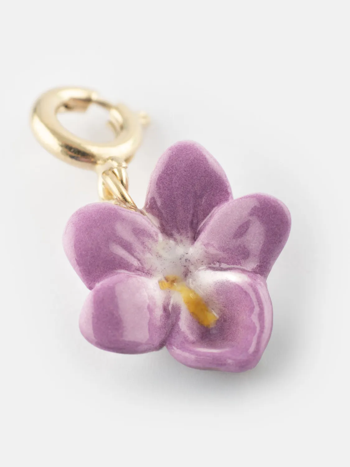 Nach Bijoux violette charms fleur porcelaine dorée