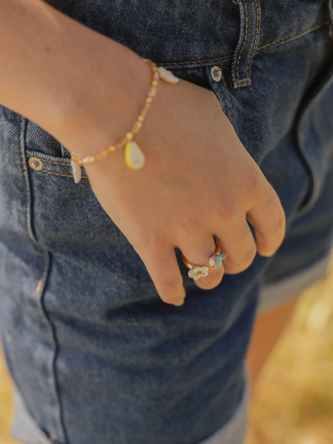 Nach Bijoux FaceToFace bague oiseau bleu ajustable porcelaine