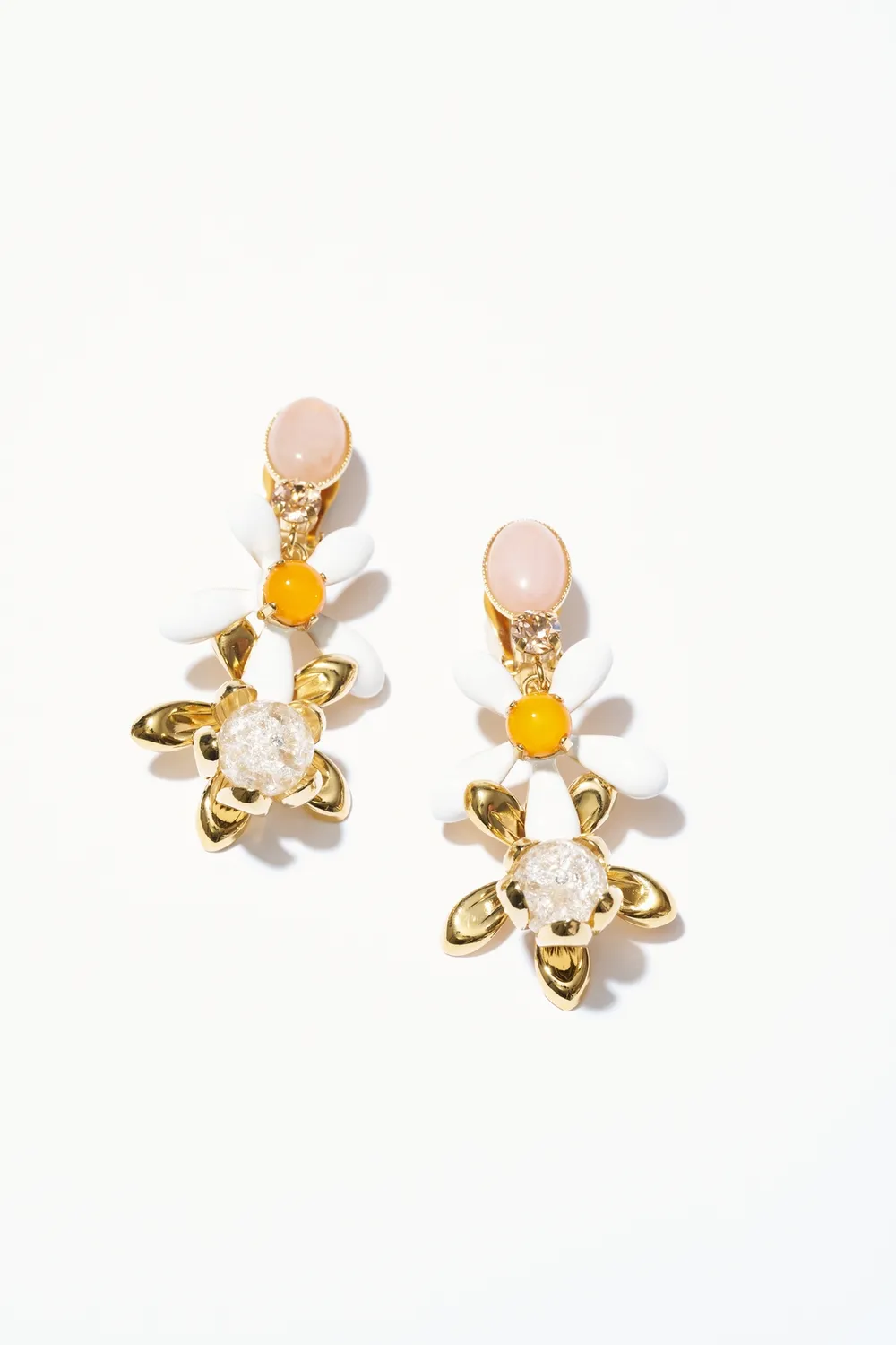 Philippe Ferrandis Neroli boucles clips longues roses 6,2 cm