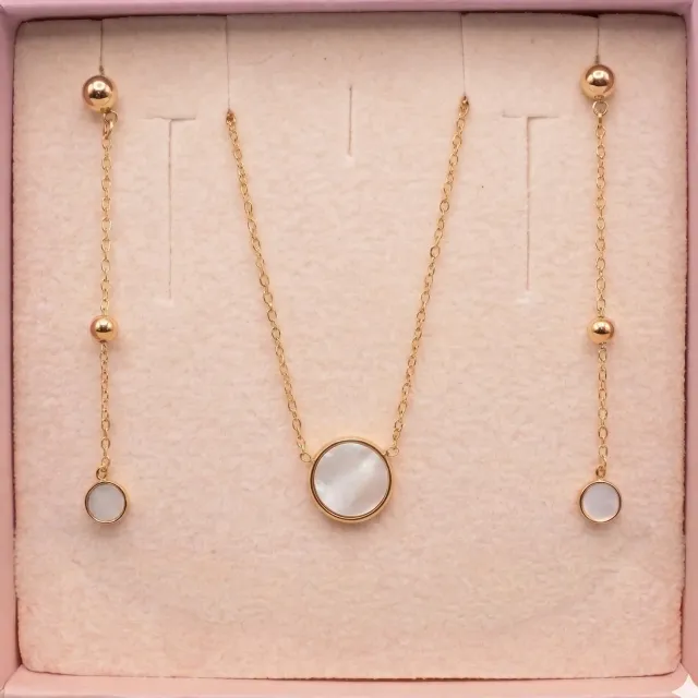 Nao de Paris Coffret Nacre parure collier boucles doré