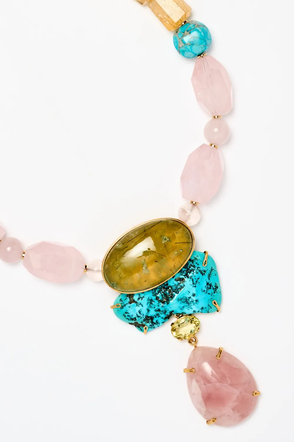 Philippe Ferrandis quartz rose collier unique turquoise azurite