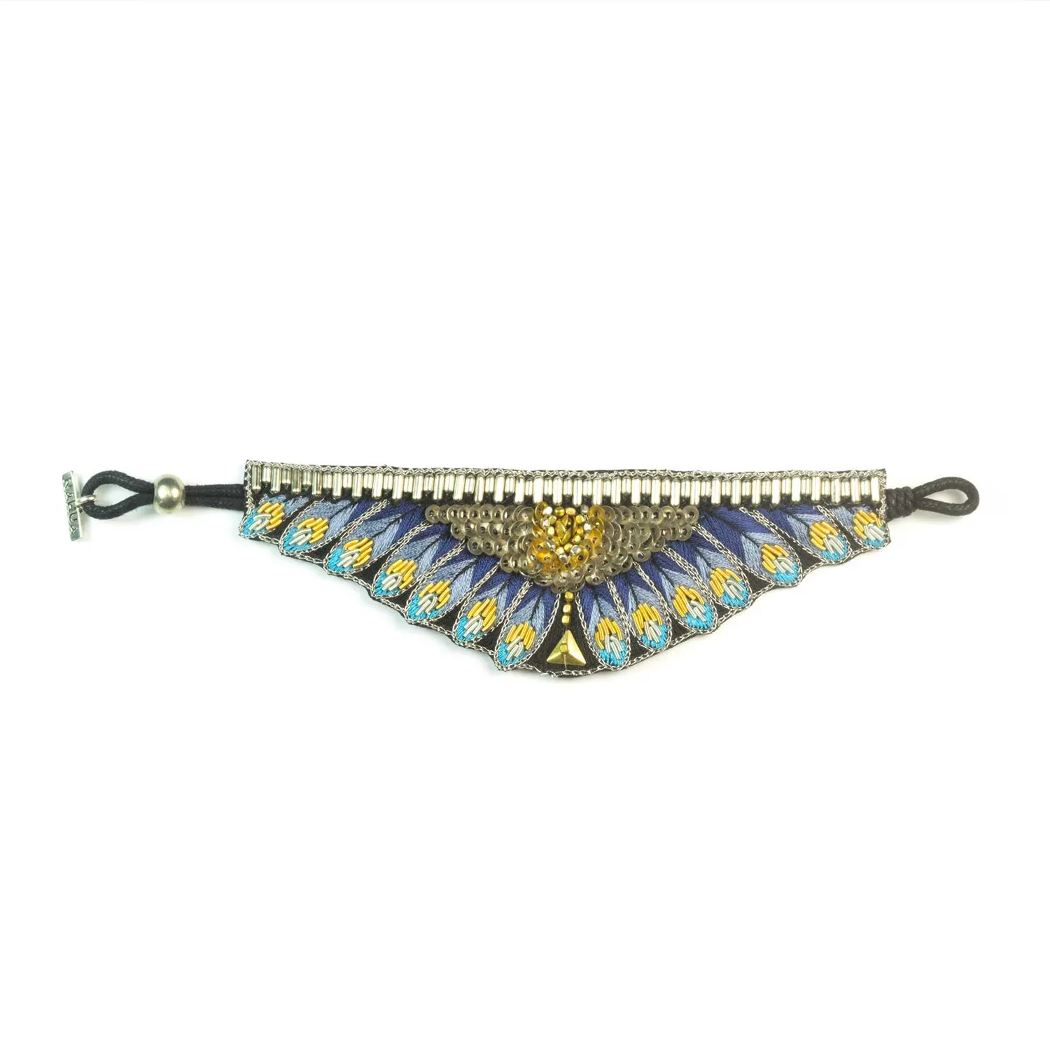 Nao de Paris Nita bracelet brodé orange cuir