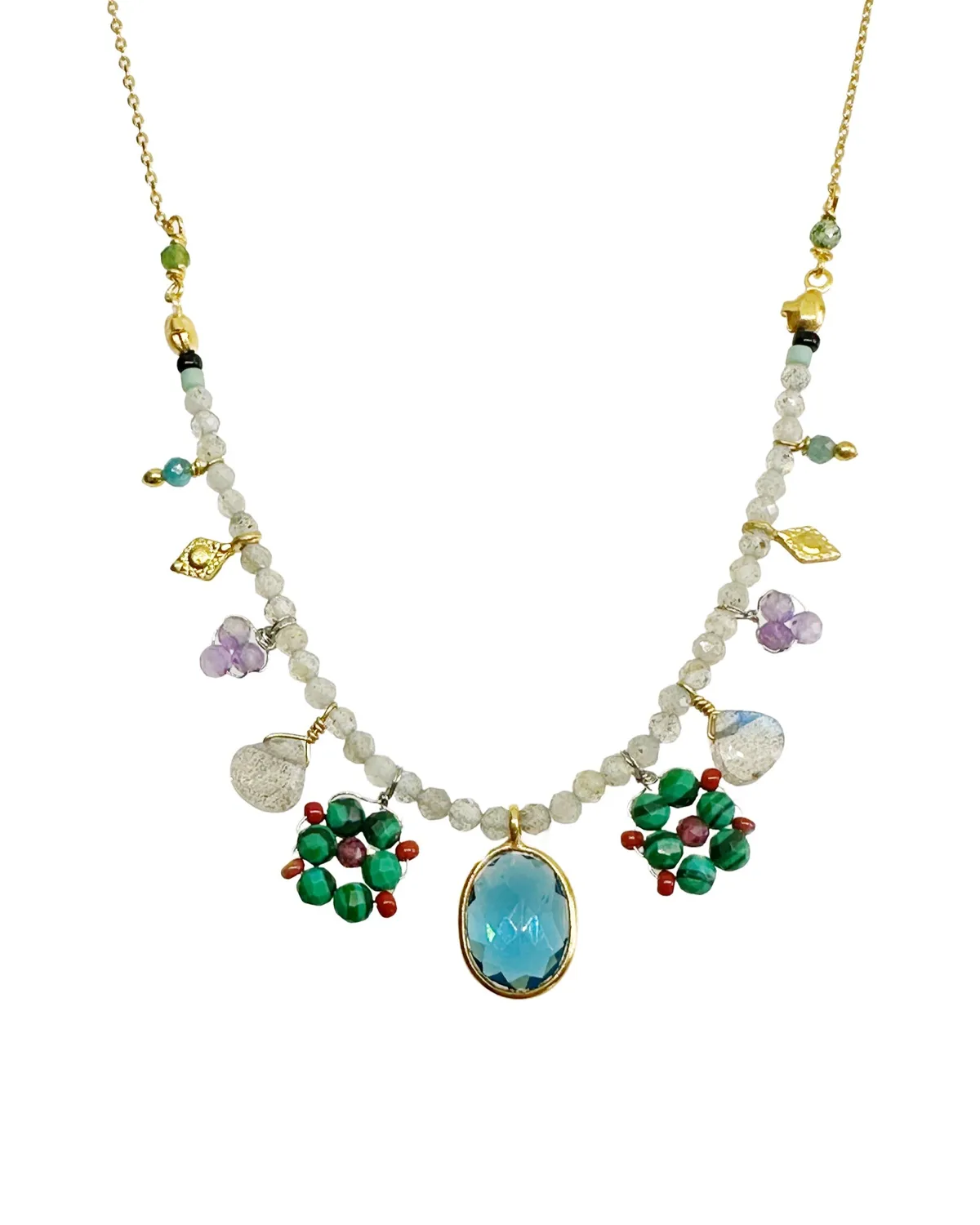 Le Fourbi de Capucine P3 collier pierres multicolores 40 cm