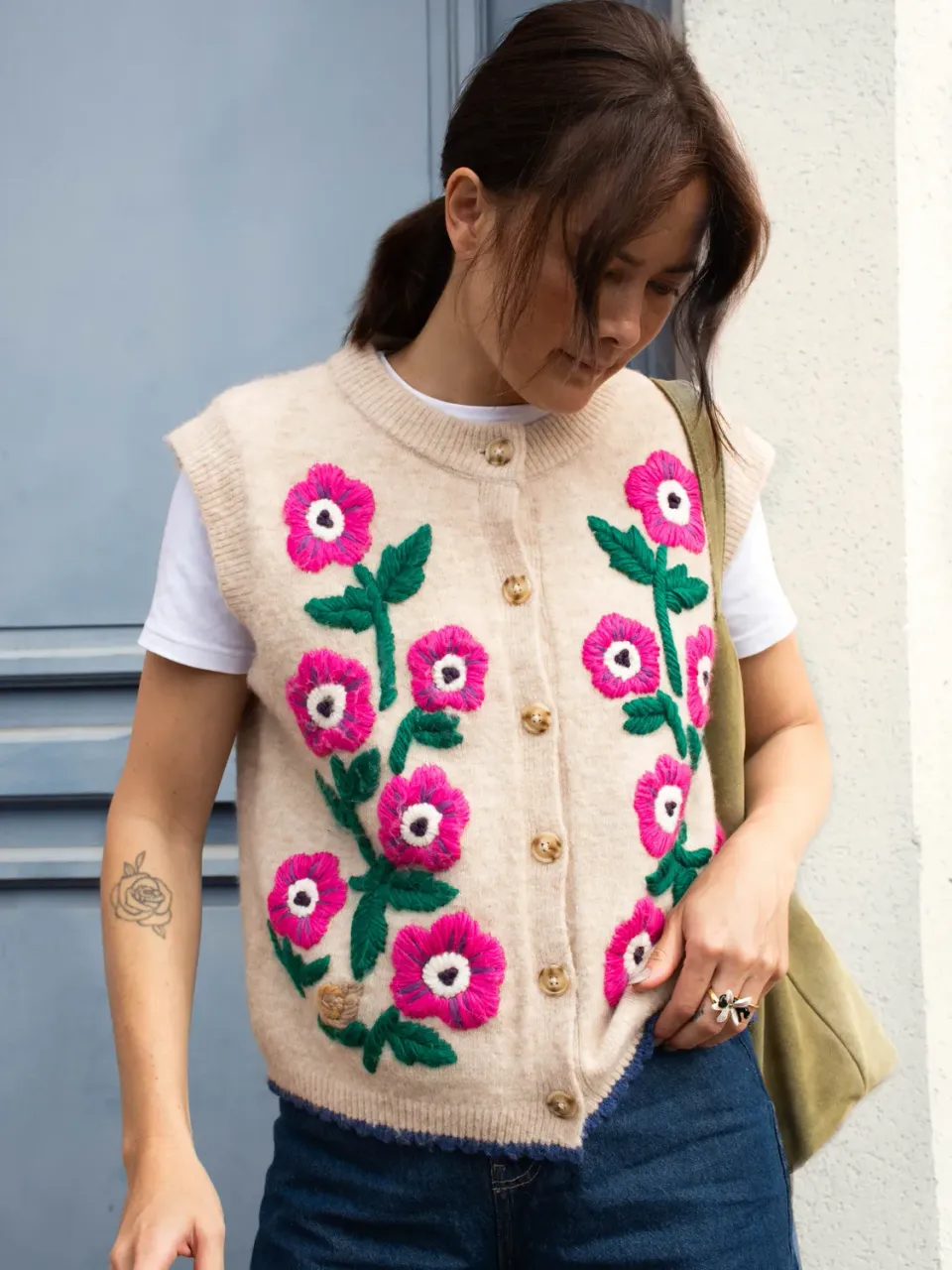 Nach Bijoux anémones édition limitée gilet brodé S/M