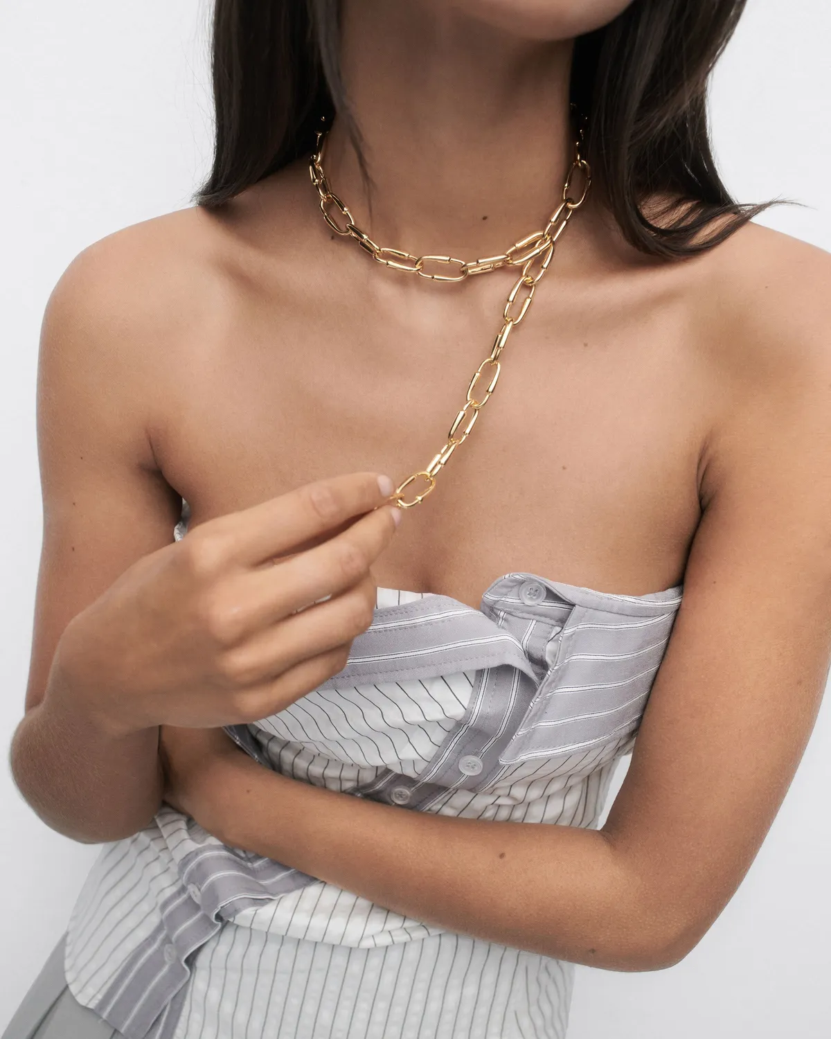 PDPAOLA Loop collier chaîne 51,5 cm maillons dorés