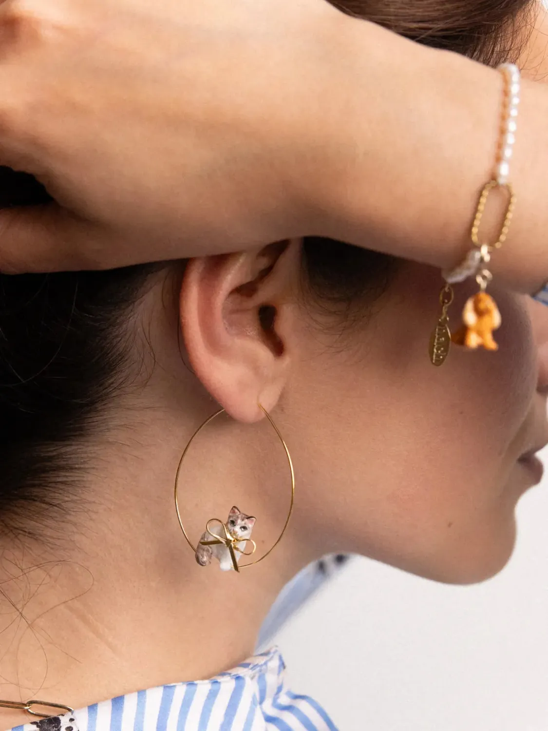 Nach Bijoux Ragdoll avec nœud boucles d’oreilles créoles 5 cm