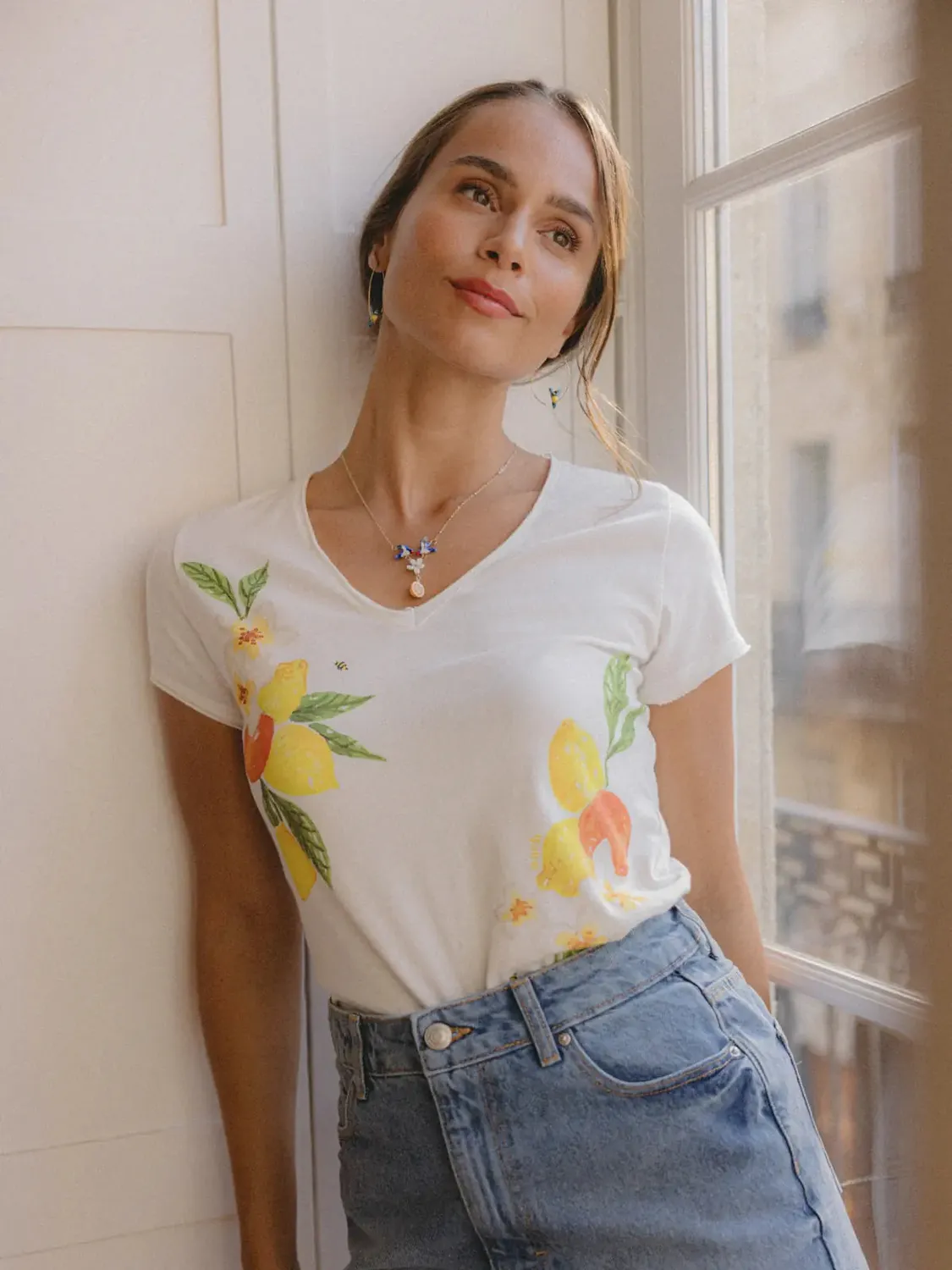 Nach Bijoux Victor fruits du jardin t-shirt col V