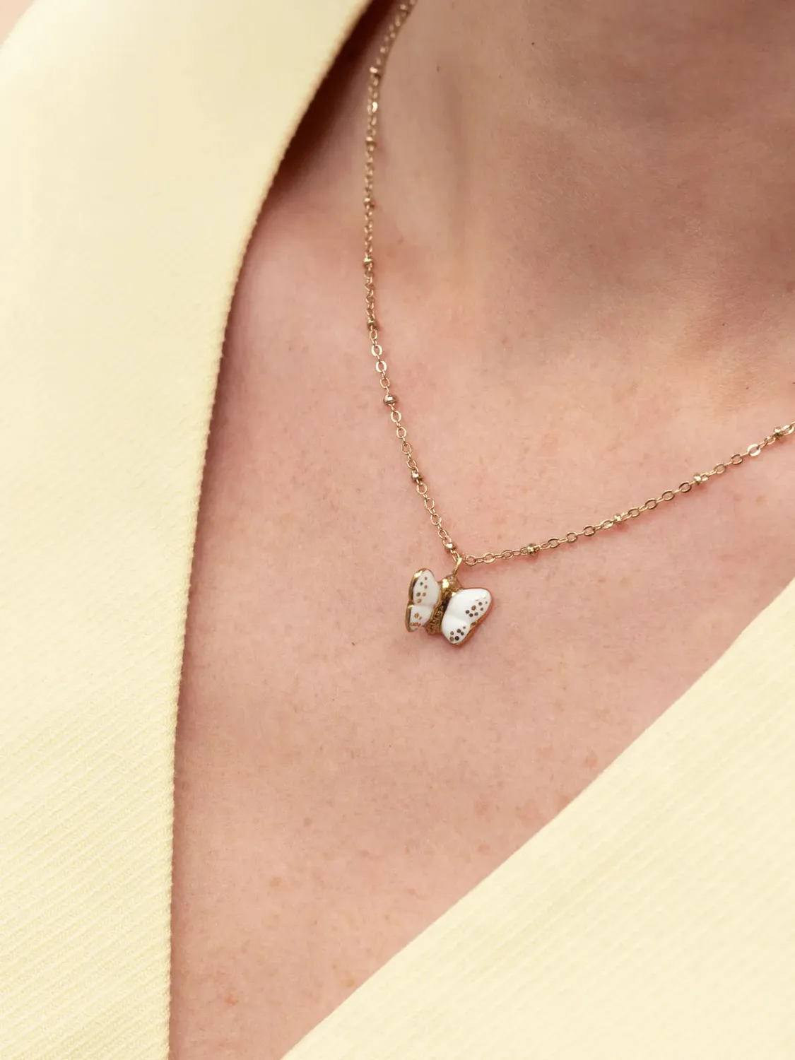 Nach Bijoux Papillon collier porcelaine verre doré