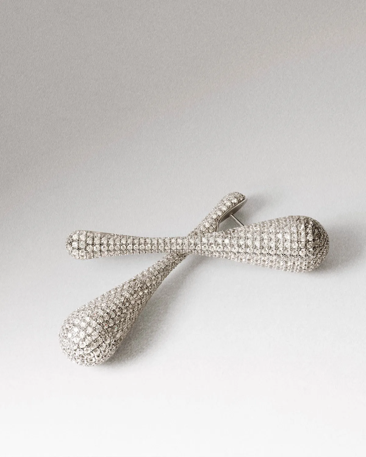 PDPAOLA Pavé Glacier boucles pendantes argent zirconia