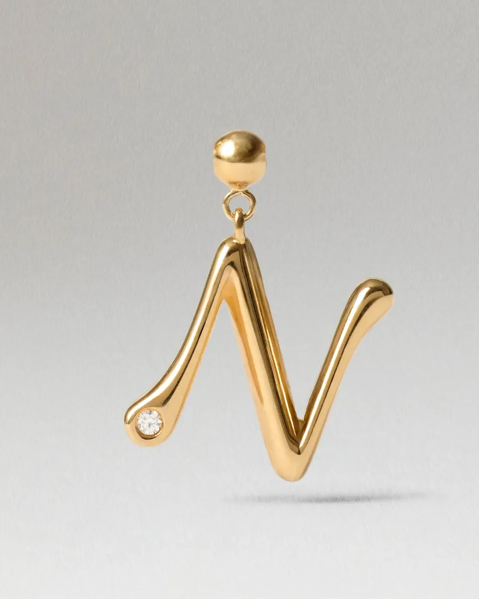 PDPAOLA Initial N charm lettre zirconia blanche