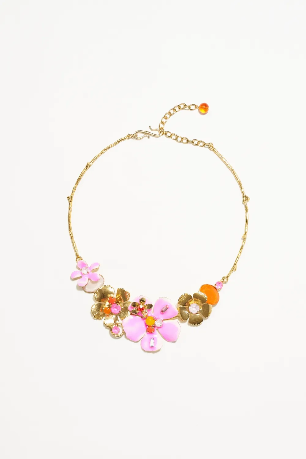 Philippe Ferrandis Ischia collier 2 fleurs émail blanc