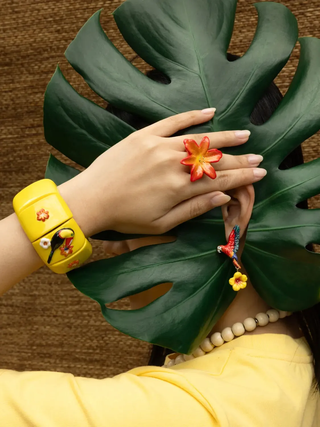 Nach Bijoux Lys Tigrée bague porcelaine fleur tropicale