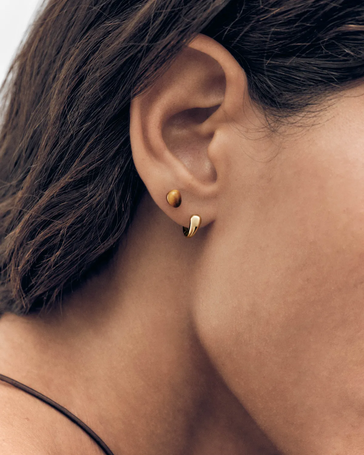 PDPAOLA Gravity piercing oreille œil de tigre 6 mm