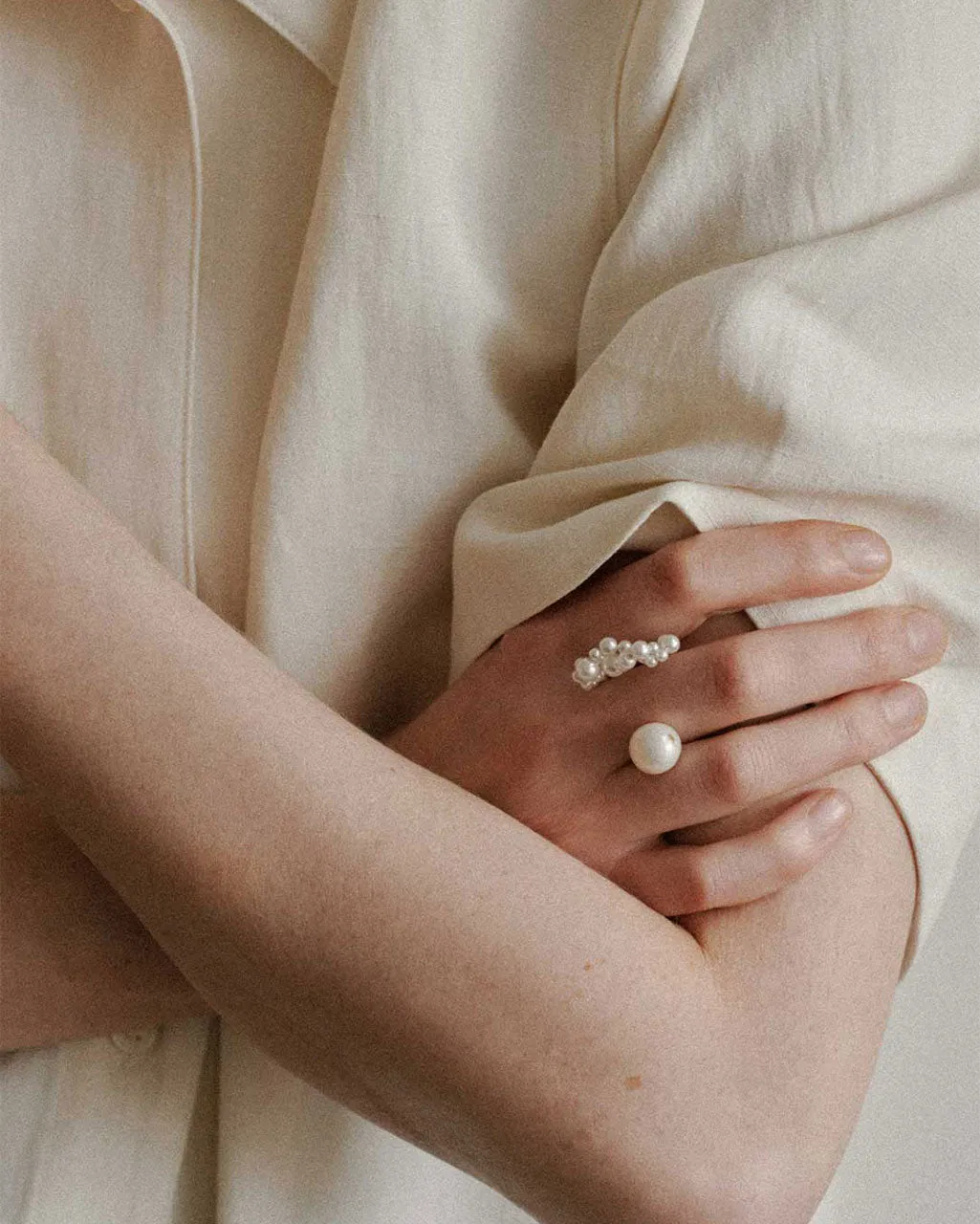 Completedworks Speaking bague perle vermeil taille L