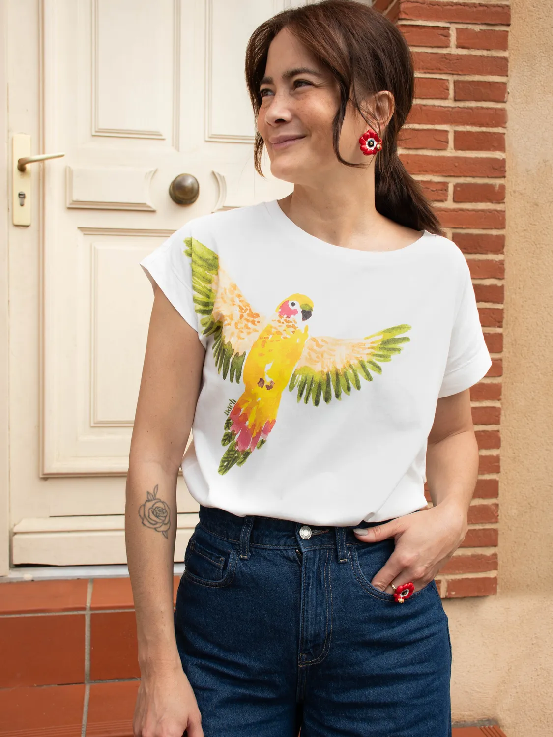 Nach Tomy Perruche Jaune t-shirt oversize blanc