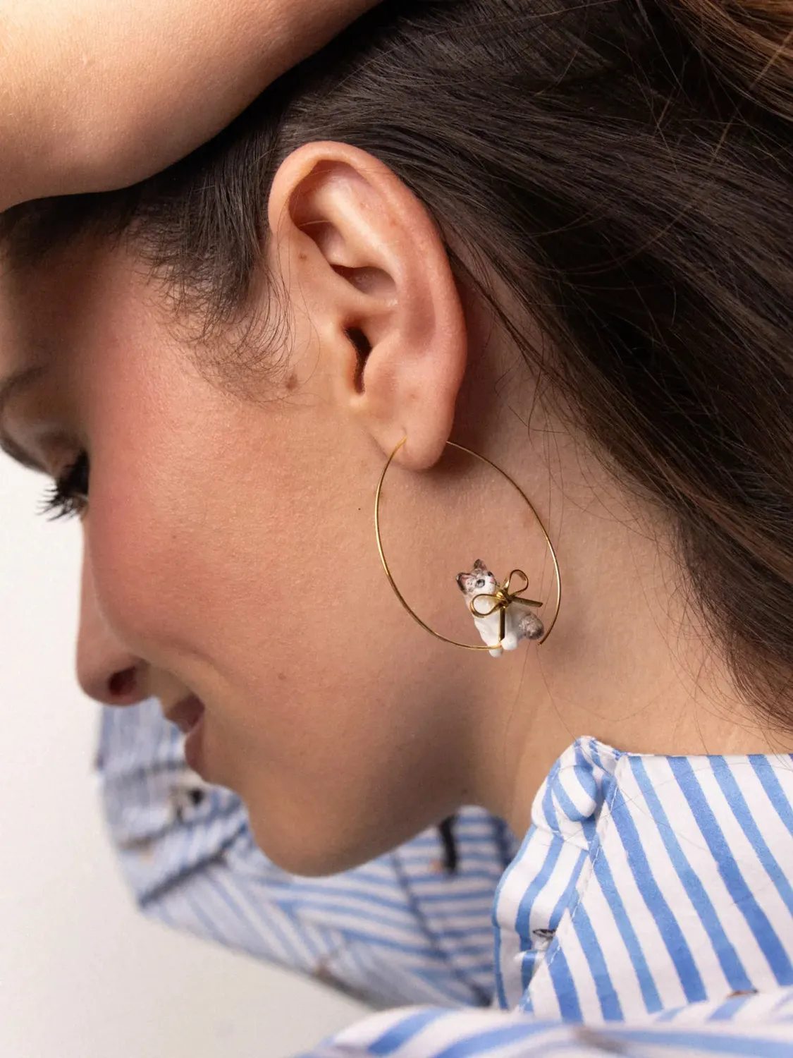 Nach Bijoux Ragdoll avec nœud boucles d’oreilles créoles 5 cm