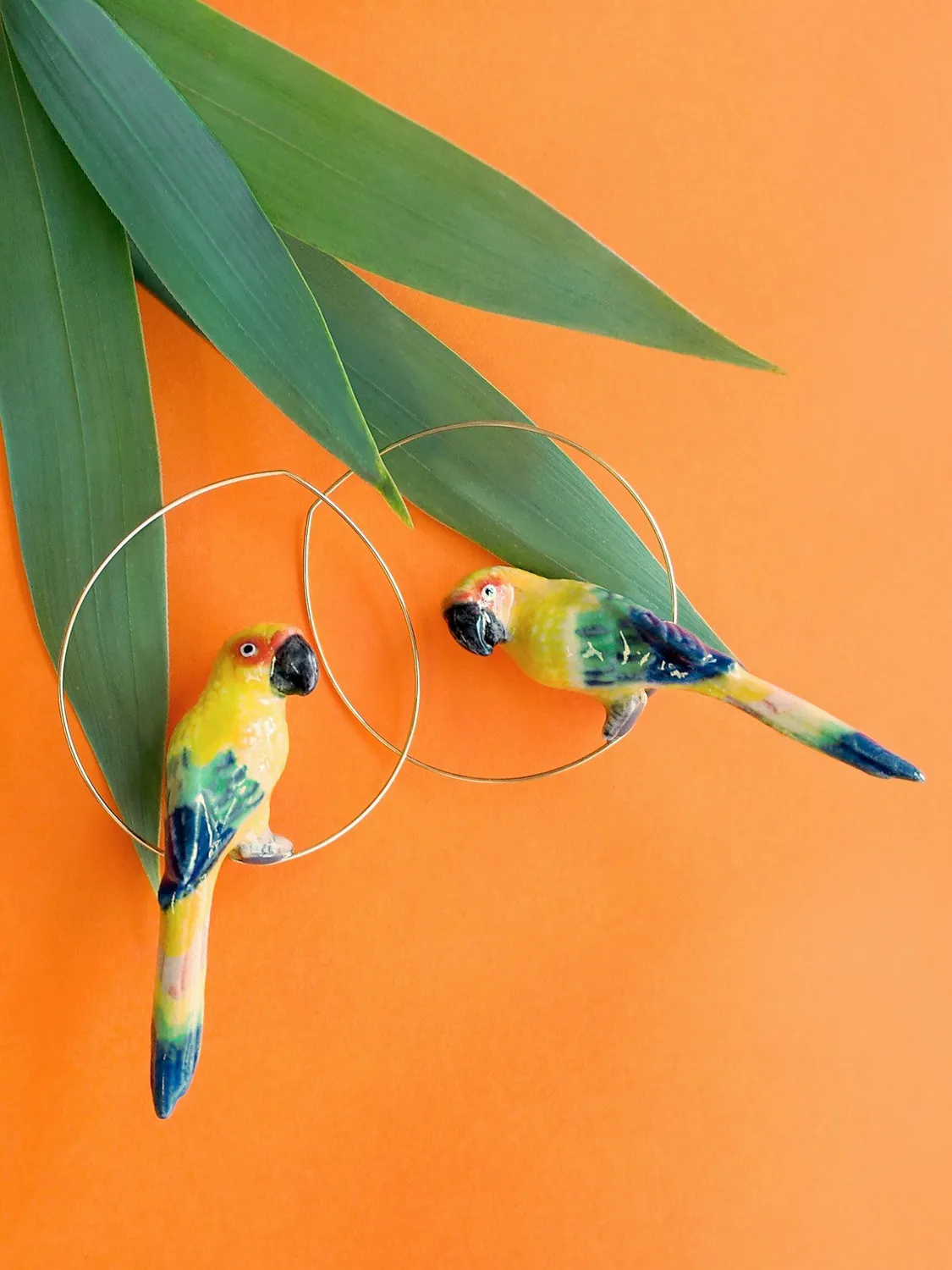 Nach Bijoux conure soleil grandes créoles boucles d'oreilles jaune