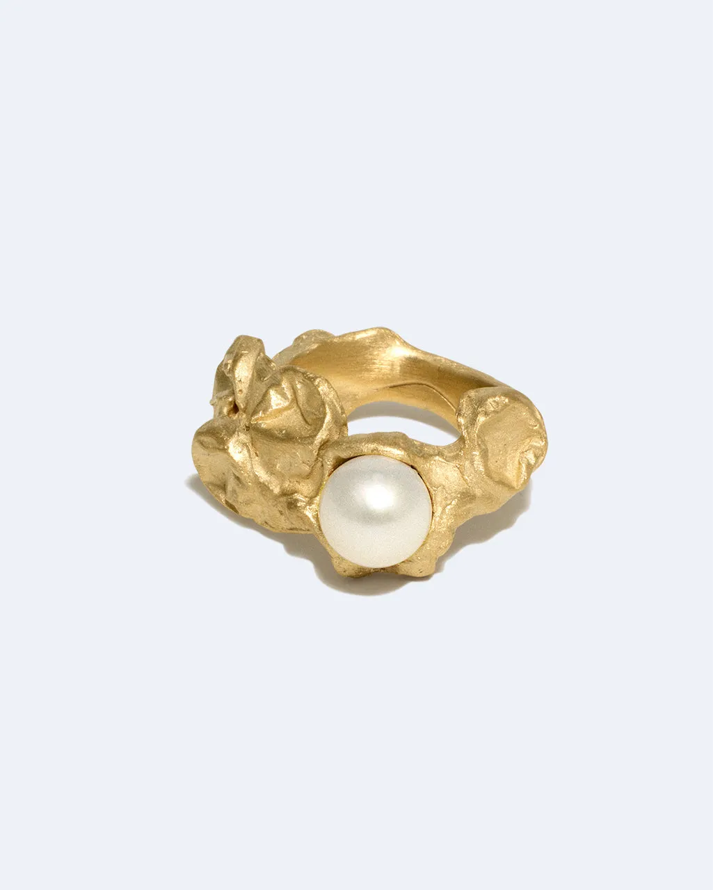 Completedworks Bubble bague perle plaqué or taille L