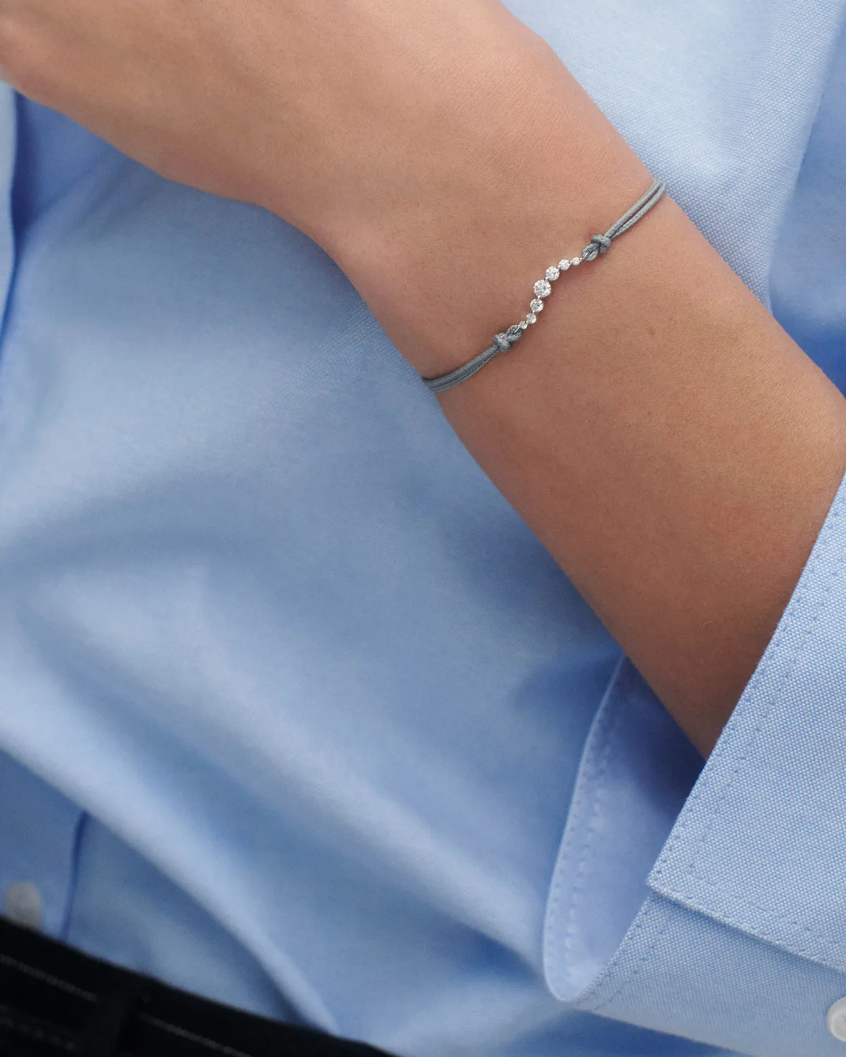 PDPAOLA Venus bracelet cordon or blanc diamants