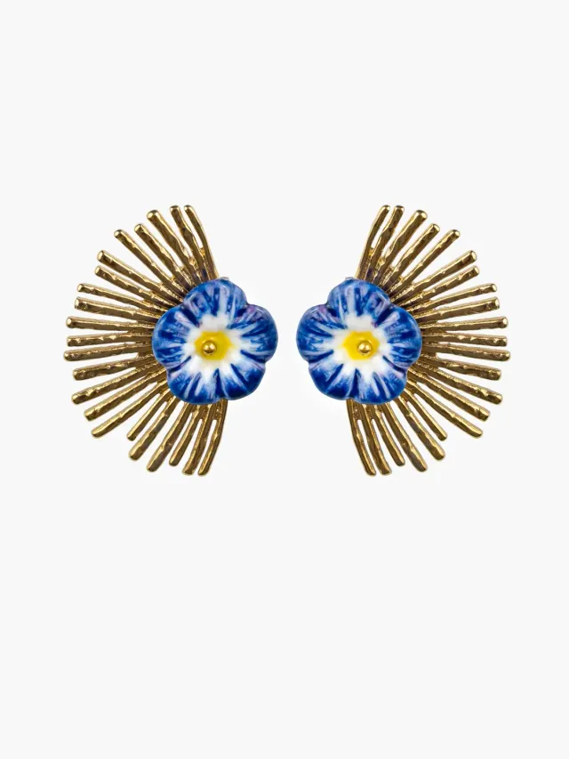 Nach Rose Céleste bleue boucles d'oreilles 3 cm