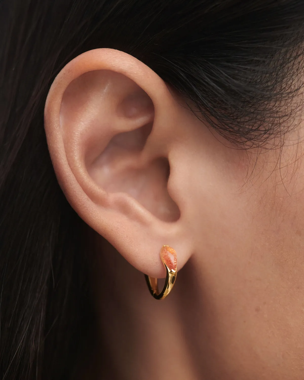 PDPAOLA Isla créoles sunstone dorées 13 mm
