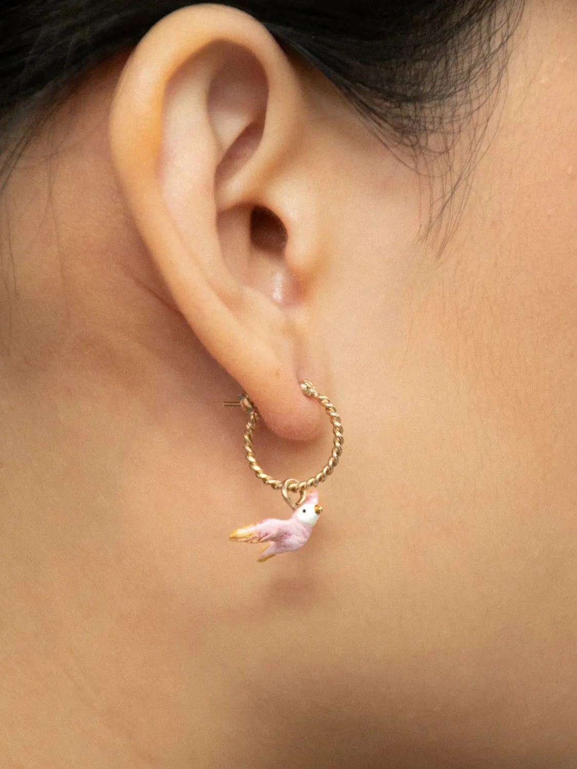 Nach Bijoux colombe rose mini créole boucle d'oreille unité porcelaine