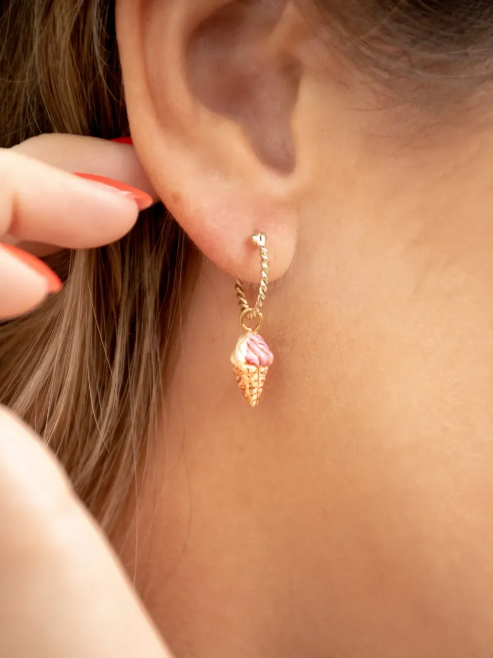 Nach Bijoux Mini créole glace boucle d'oreille unité rose