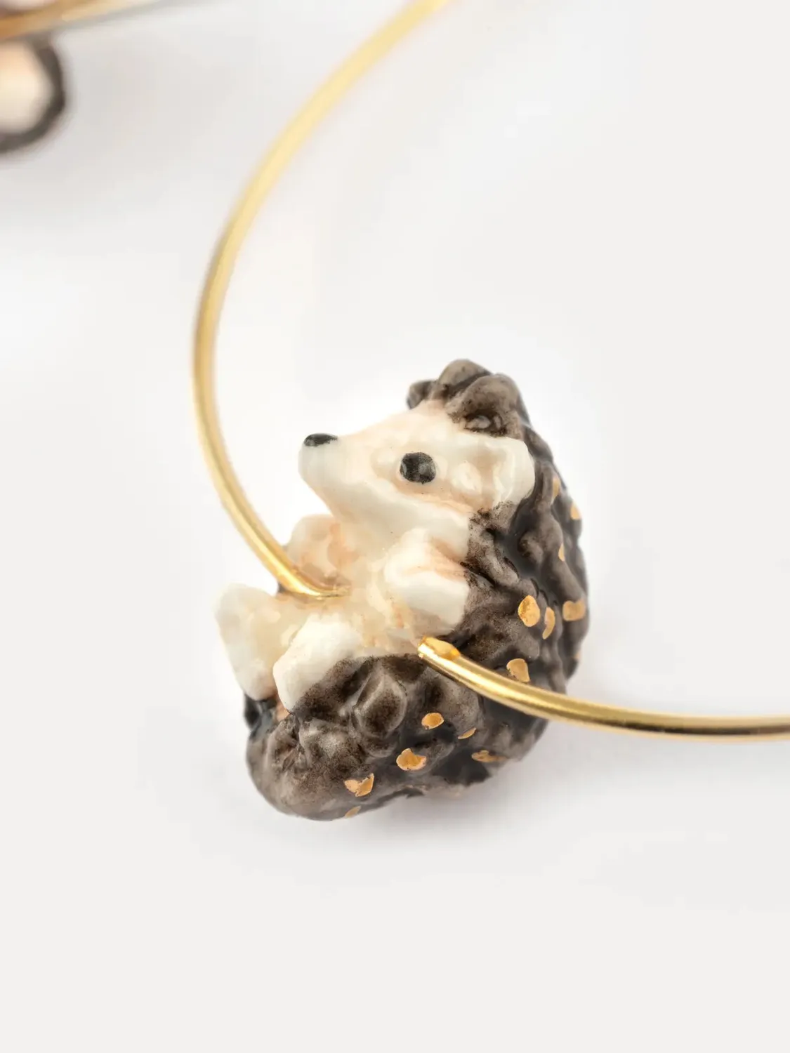 Nach Bijoux Hérisson moyennes créoles porcelaine 4,6 cm