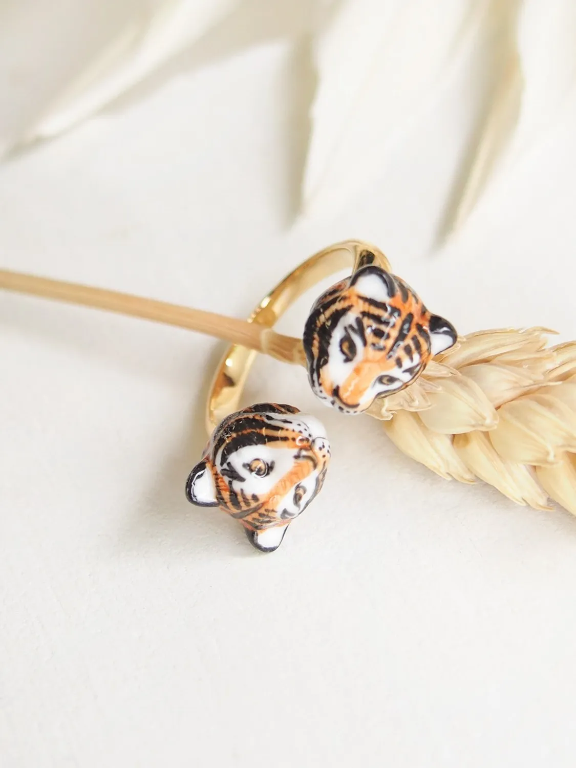 Nach FaceToFace Tigre bague ajustable porcelaine