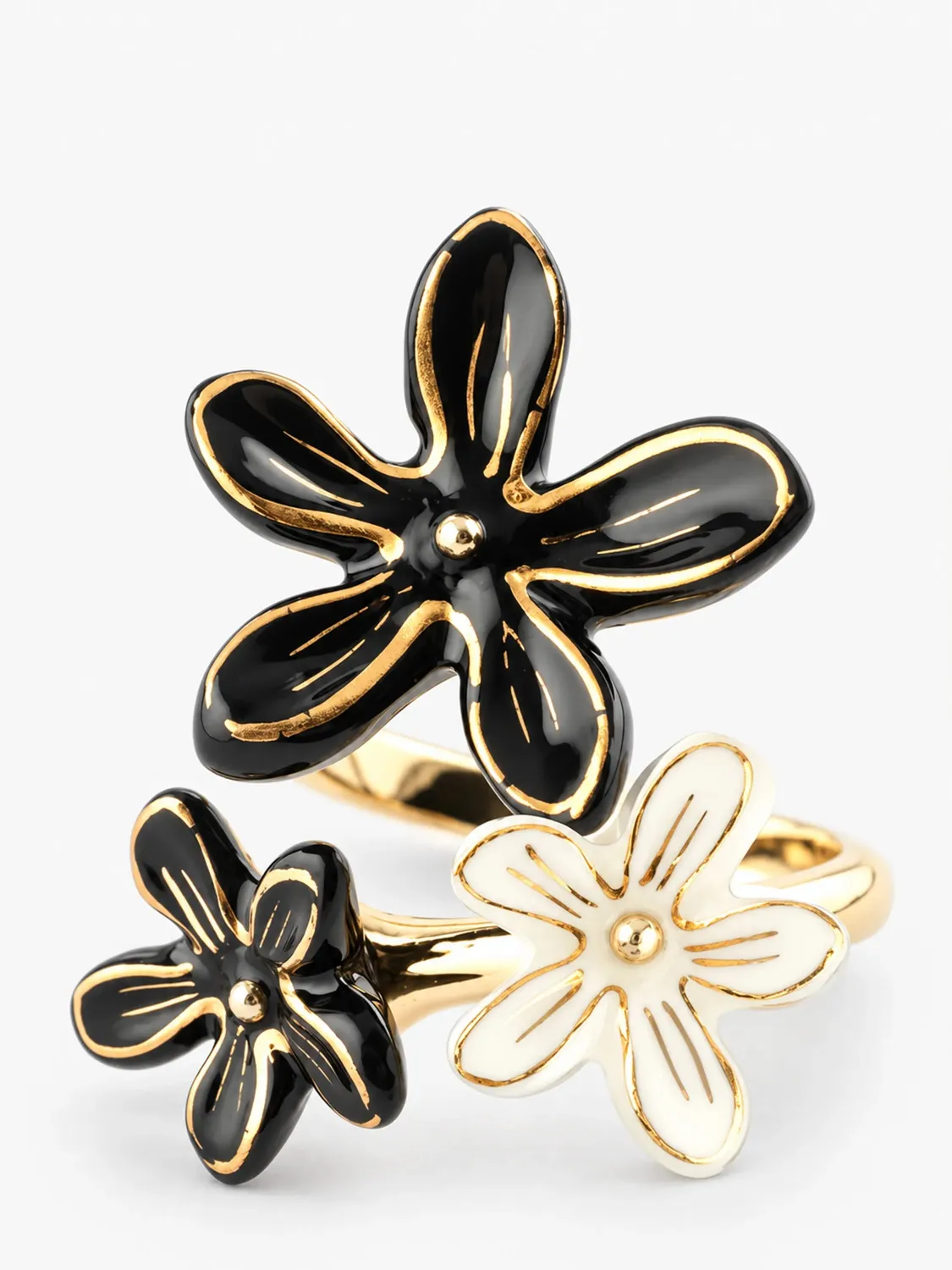 Nach Bijoux Idole sauvage multi fleurs dErine bague ajustable doré