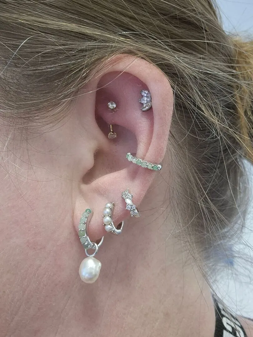 Astrid & Miyu Aqua & Pearl Charm créoles argent perle