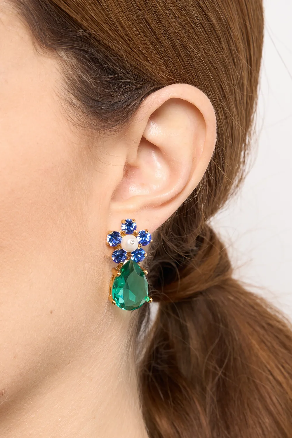 Philippe Ferrandis Castiglione clous boucles bleu vert 3 cm