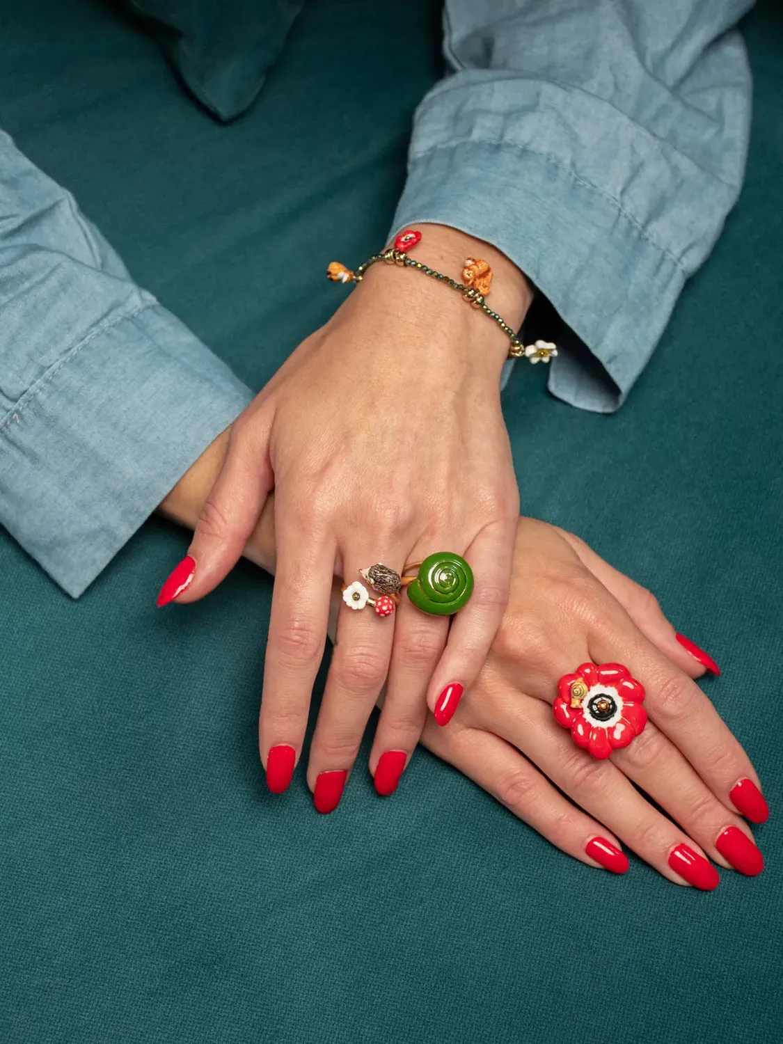 Nach Bijoux hérisson champignon bague ajustable