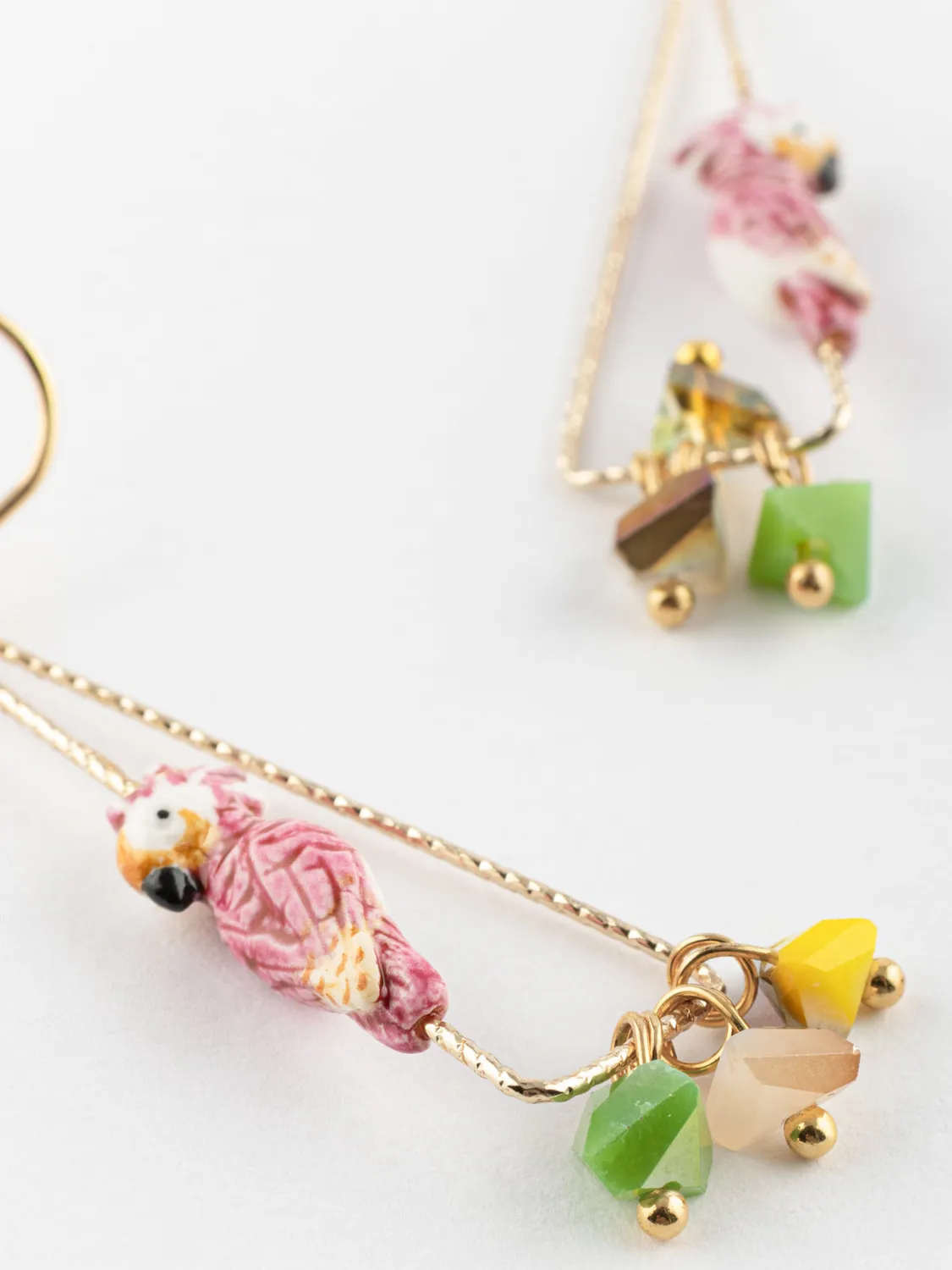 Nach Bijoux Cacatoès boucles oreilles porcelaine 5 cm