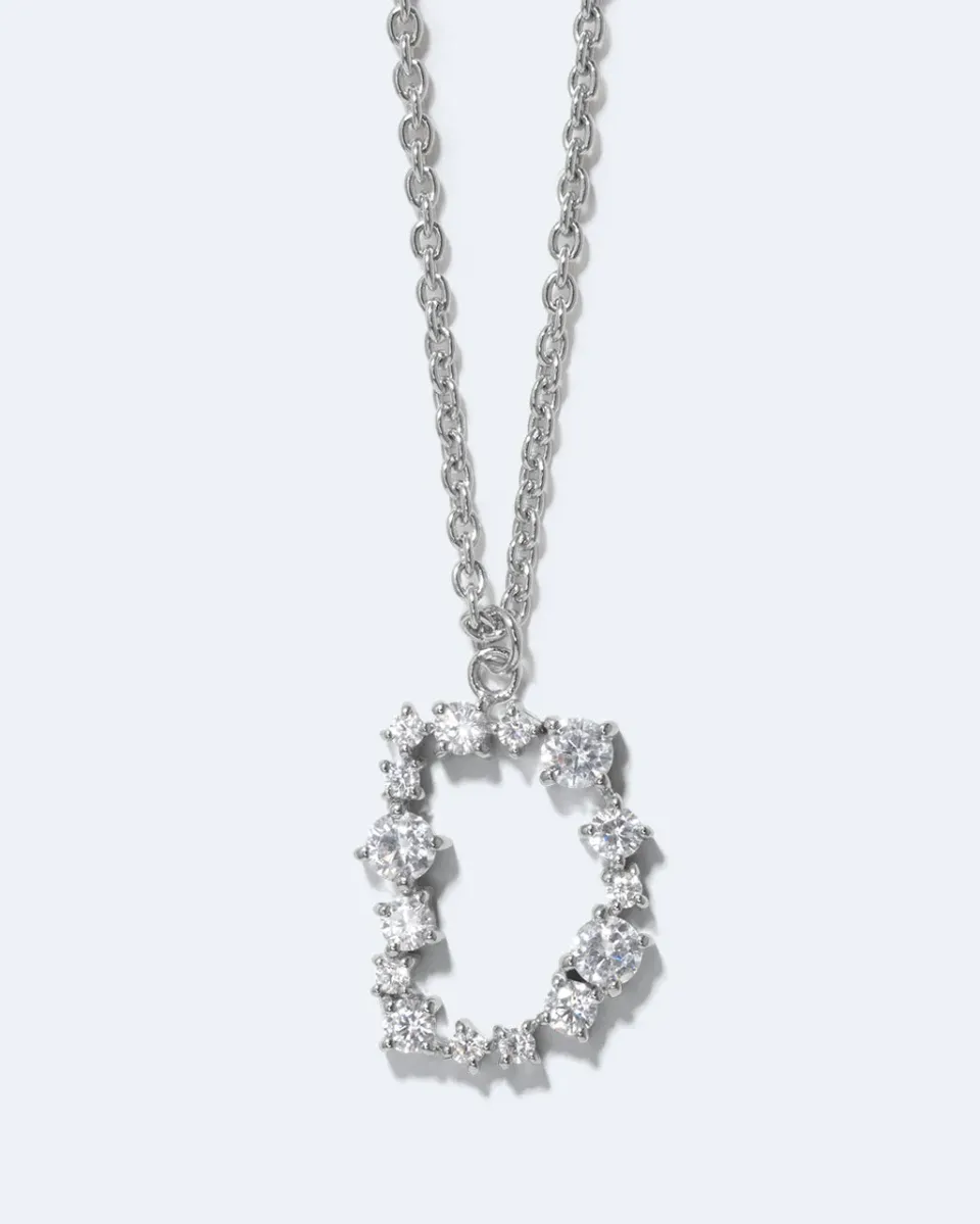 Completedworks Glitchy D pendentif zirconia rhodié