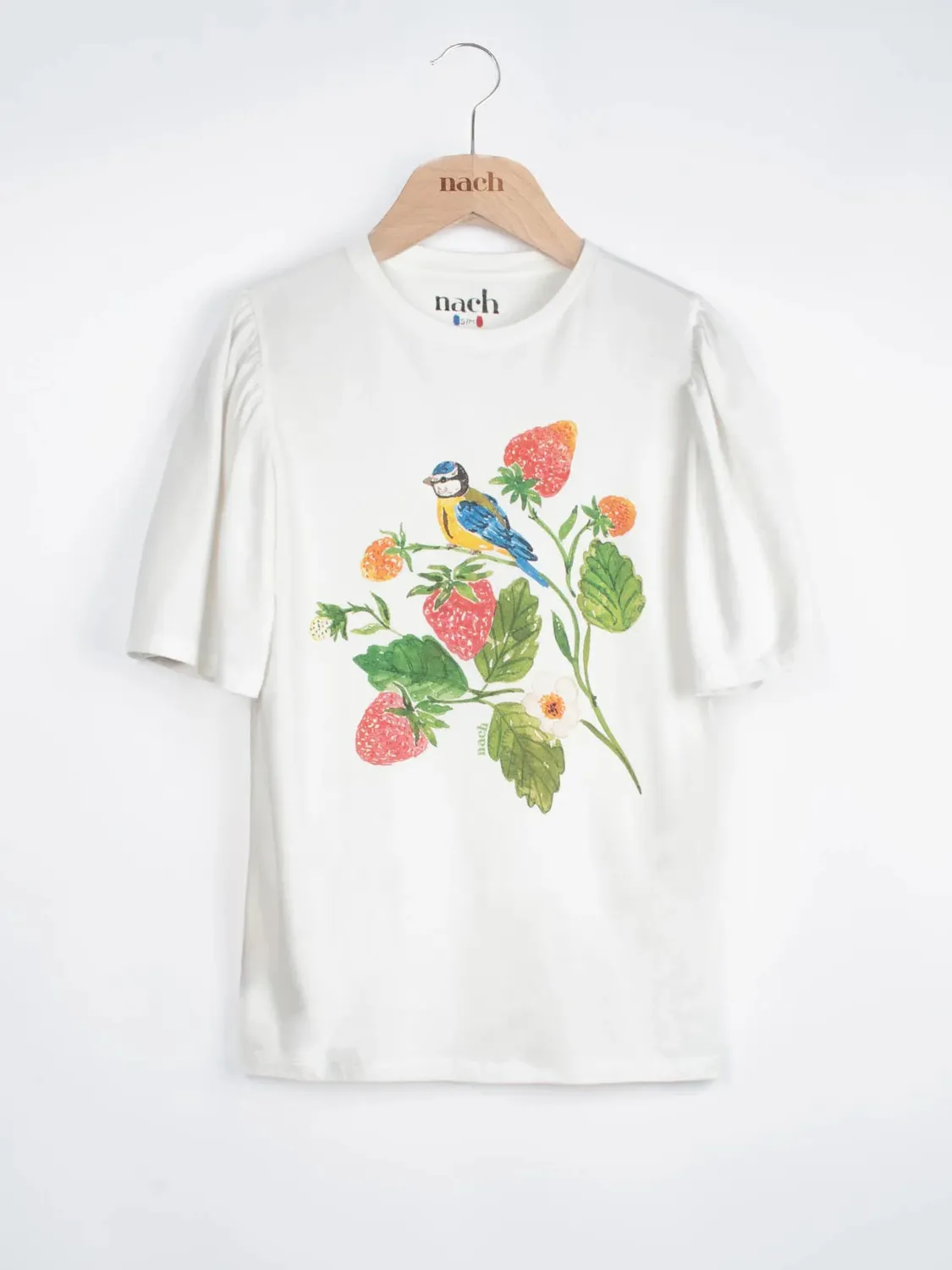Nach Bijoux fraises et mésange t-shirt manches ballons