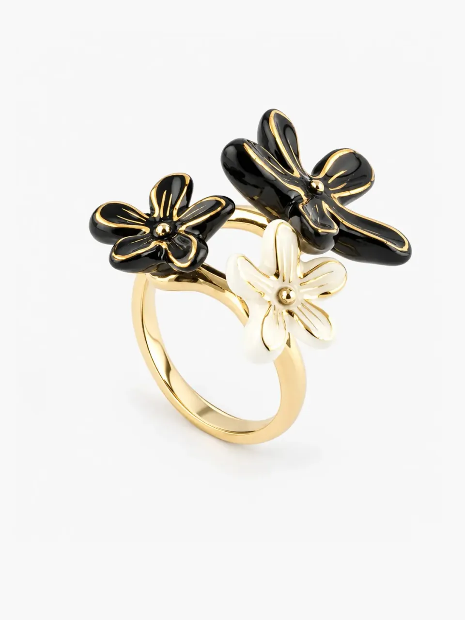 Nach Bijoux Idole sauvage multi fleurs dErine bague ajustable doré