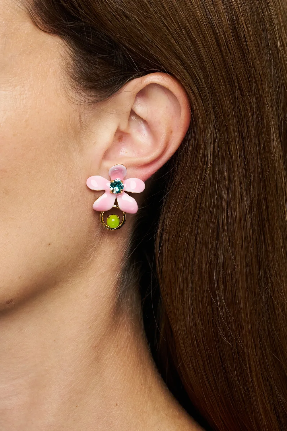 Philippe Ferrandis Ischia boucles fleurs perles émail blanc