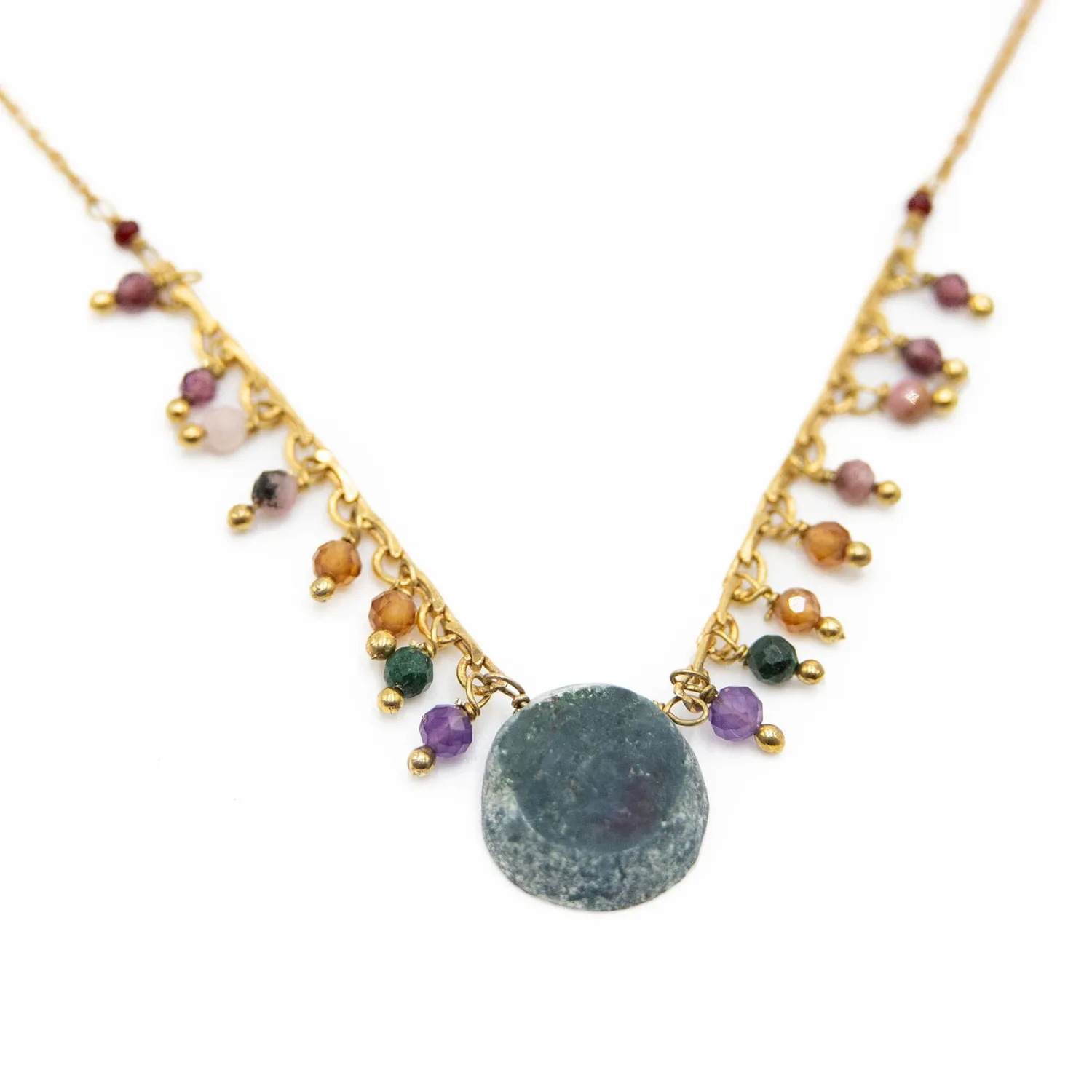 Le Fourbi de Capucine FDC55 collier laiton doré multicolore 40 cm
