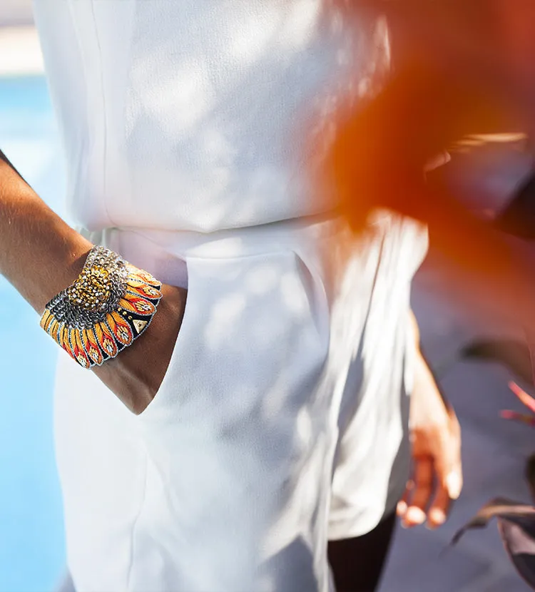 Nao de Paris Nita Rose bracelet brodé cuir rose