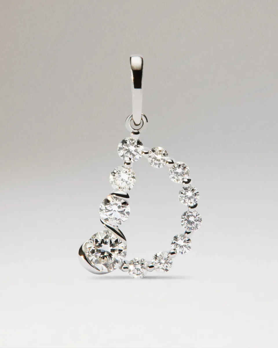 PDPAOLA Diamond Initials pendentif D diamants or blanc