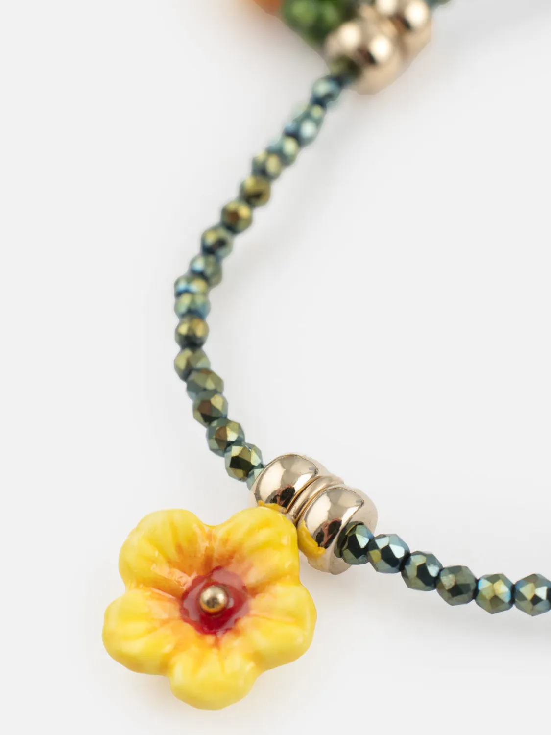 Nach Bijoux hibiscus ananas bracelet hématite élastique