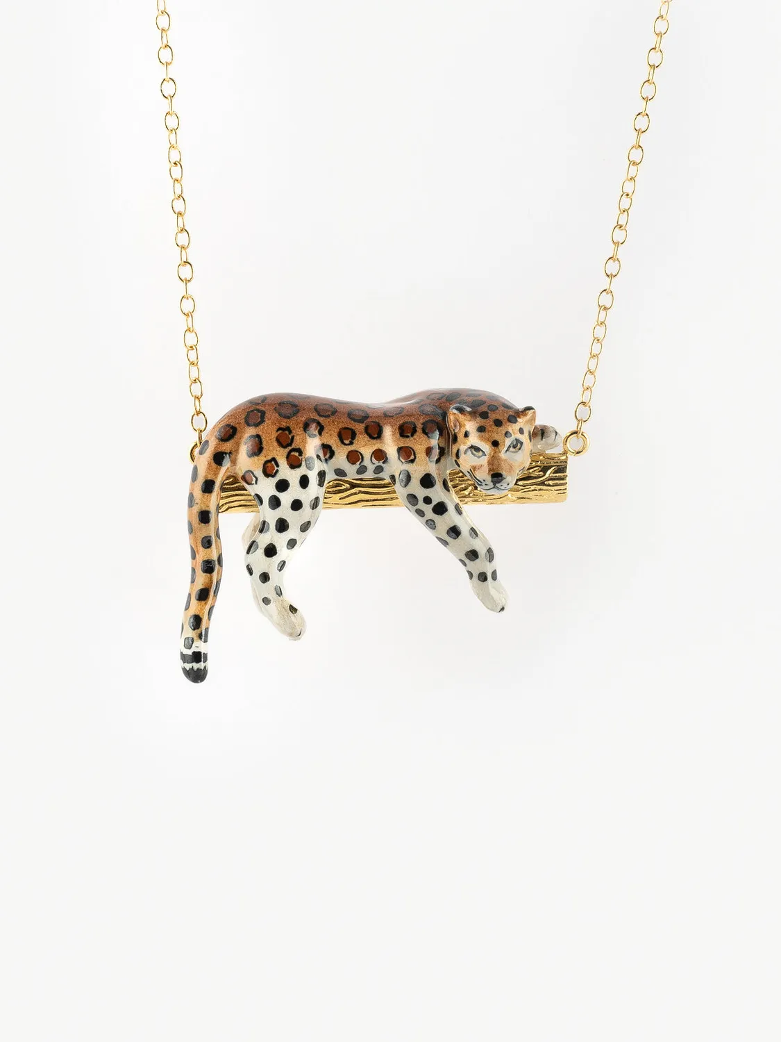 Nach Bijoux léopard sur branche collier porcelaine 70 cm