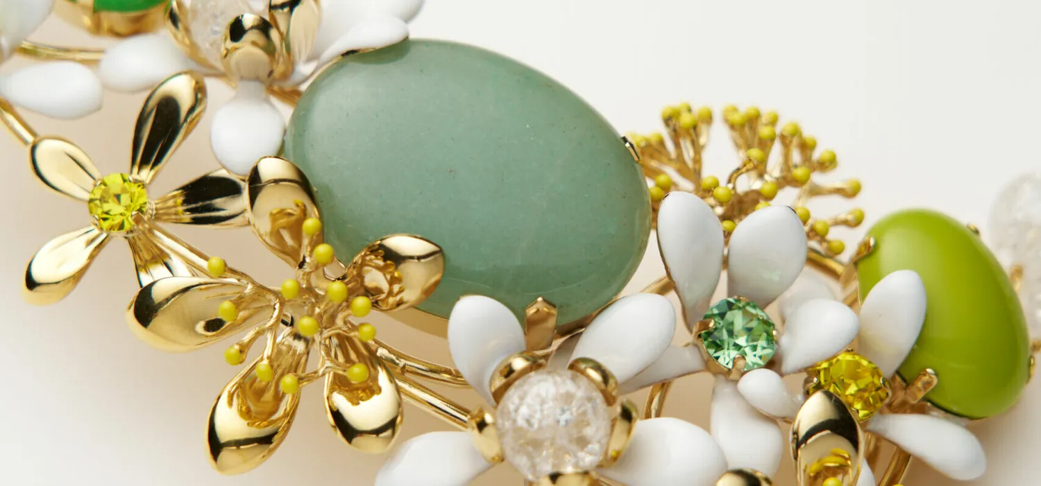 Philippe Ferrandis Neroli grand collier fleurs 2 rangs émail