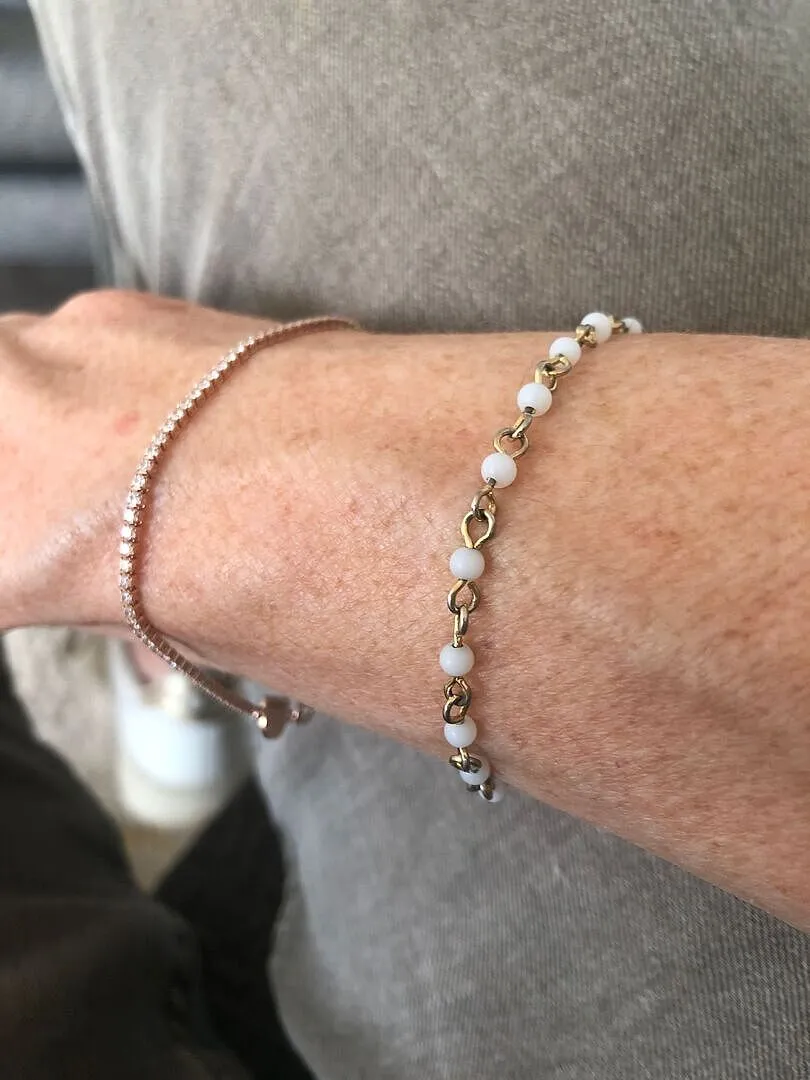 Astrid & Miyu Tennis bracelet rivière or rose zircon