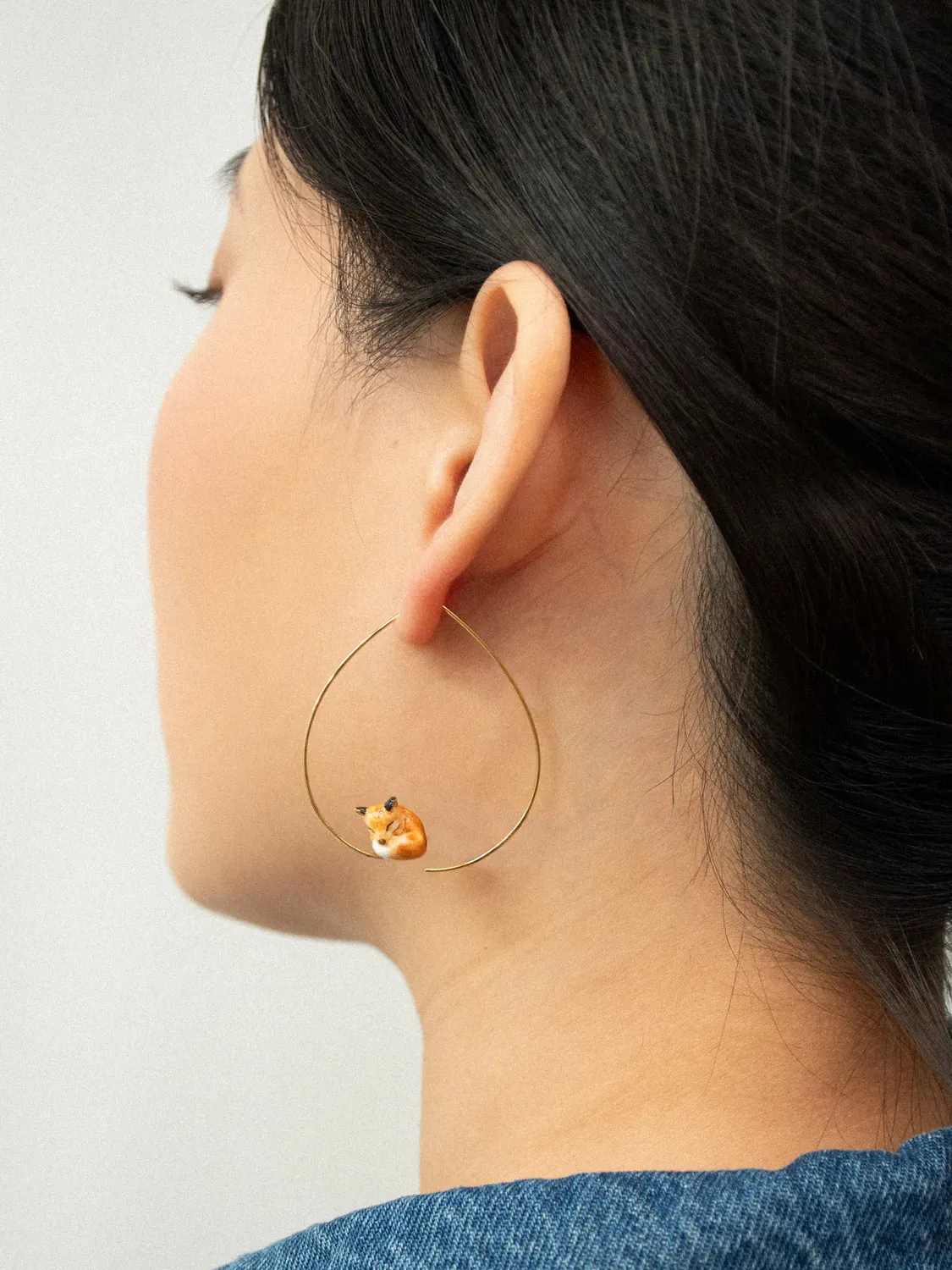 Nach Bijoux moyennes créoles renard endormi boucles d'oreilles