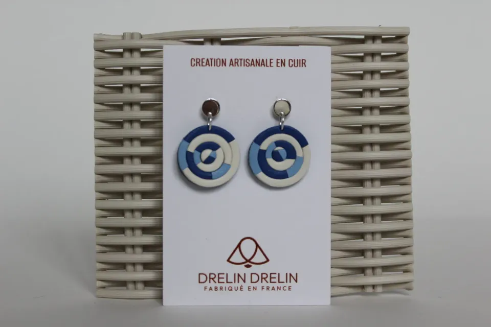 Drelin boucles d’oreilles trio bleu blanc argent 925