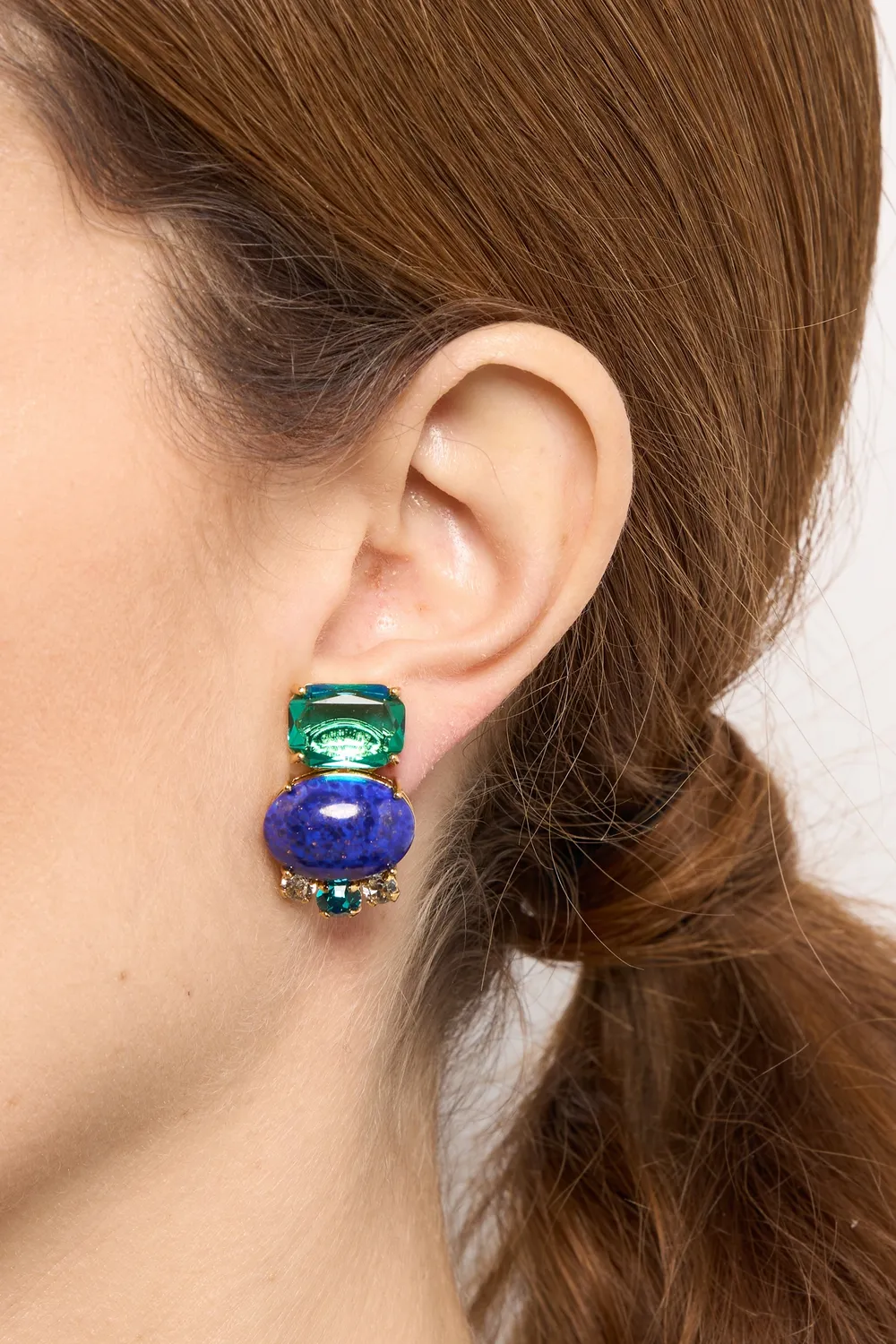 Philippe Ferrandis Castiglione boucles clips lapis malachite