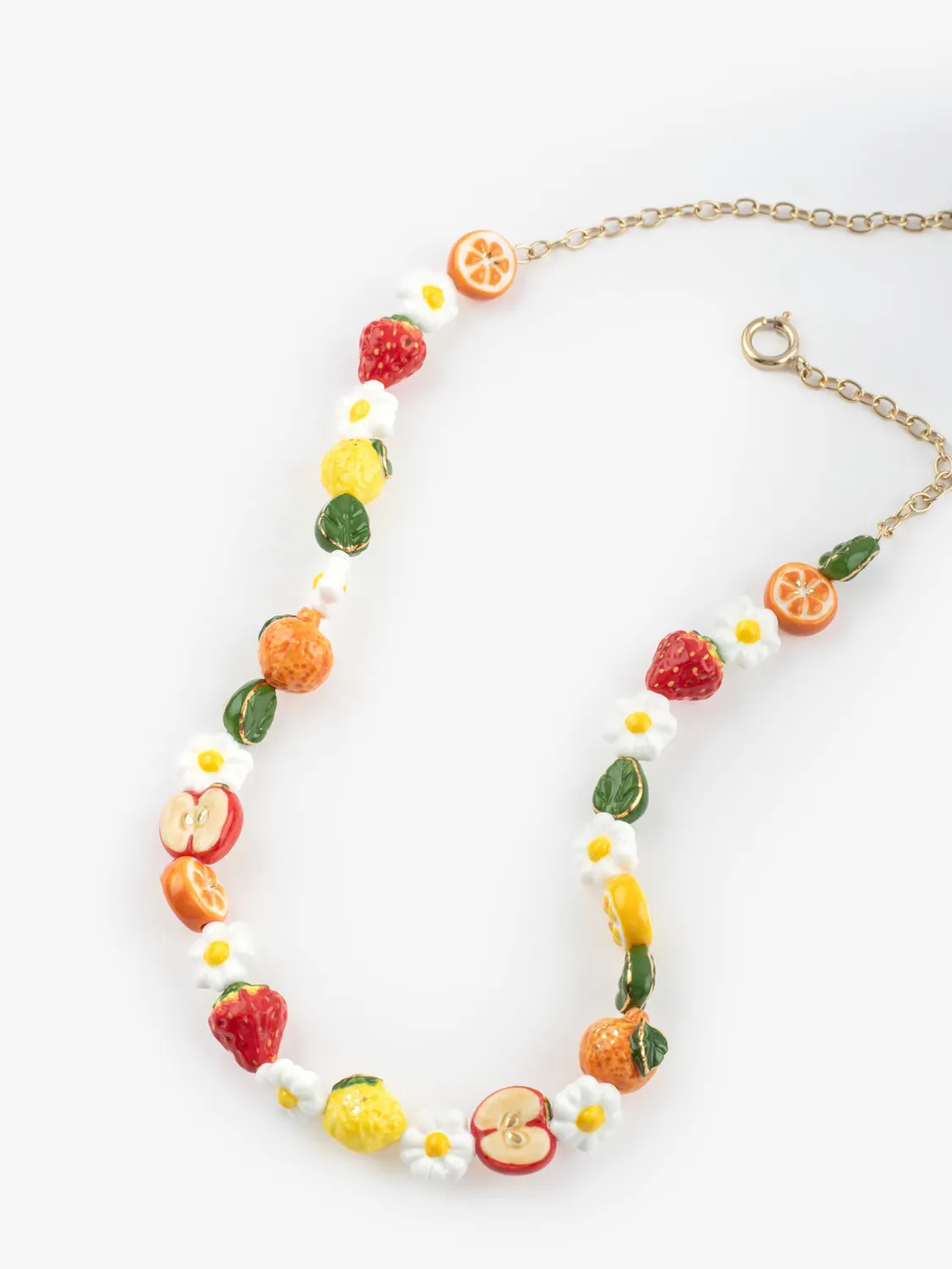 Nach Bijoux Fruits Fleurs collier perles porcelaine rouge